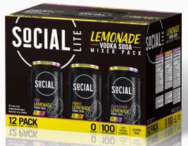SOCIAL LITE LEMONADE MIX PACK 12 CANS