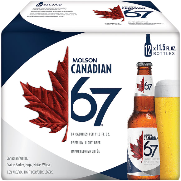 MOLSON CANADIAN 67 12 pack btl 341 ML